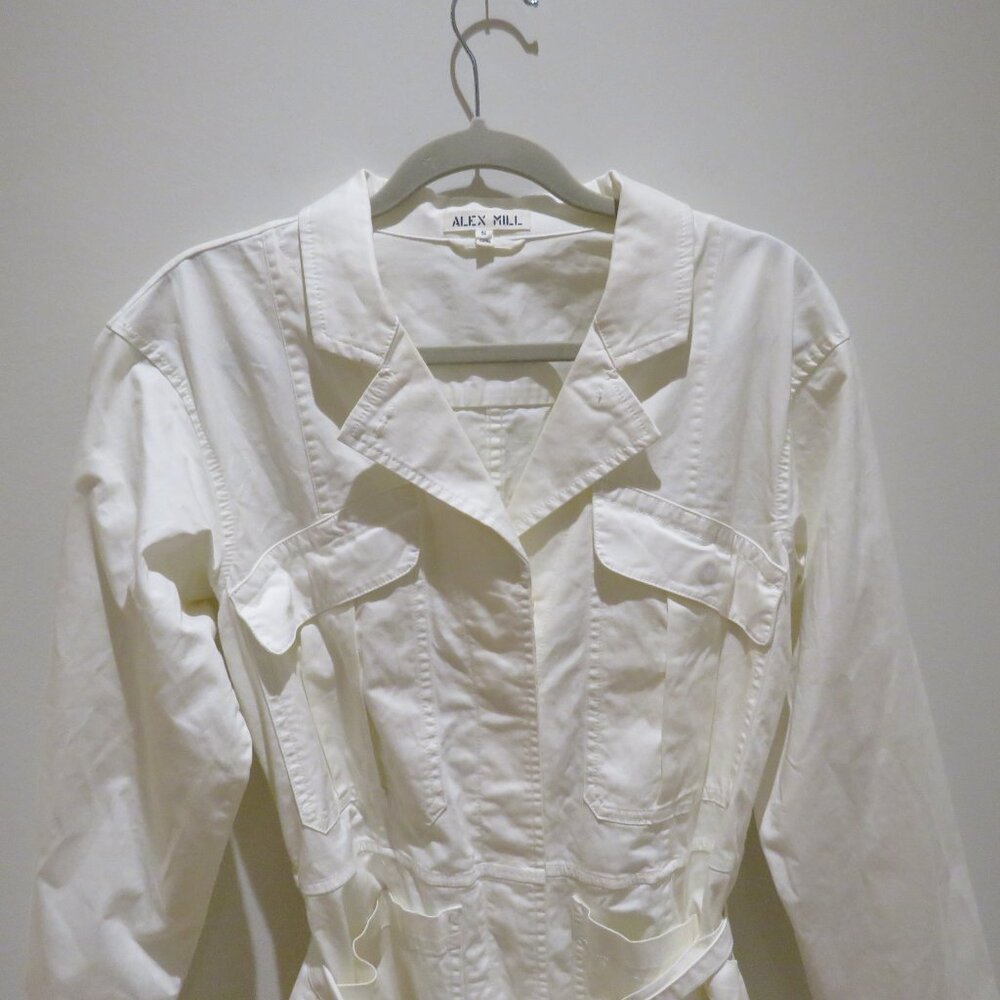 ALEX MILL Expedition Romper Jumpsuit in White Ecru Minimalist Quiet Luxury Sz S - Picture 4 of 15